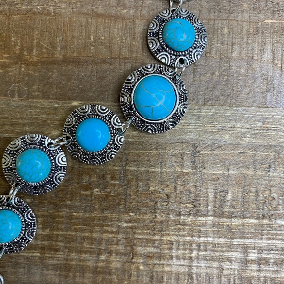 New MexZotic Blue Howlite Antique Silver Bracelet - Picture 7 of 8